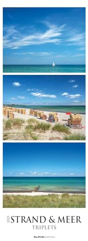 Alpha Edition - Strand & Meer - Triplets 2025 Streifenkalender XXL, 25x69cm, Kalender mit 3 aufeinander abgestimmten Bildern pro Monat, Monatsübersicht und internationales Kalendarium