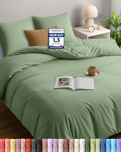 Utopia Bedding Funda Nordica Cama 180 240x260, Verde Salvia | Funda Edredon 240x260 cm y 2 Fundas de Almohada 65x65 cm, Microfibra, Certificado Oeko-TEX, Ideal para el hogar y los hoteles