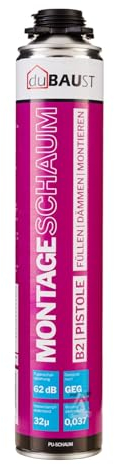 dubaust MSP24 Bauschaum Montageschaum Pistolenschaum 750ml Kombisets PU Füllschaum Dämmschaum hohe Schalldämmung Wärmedämmung Isolierend B2 750ml