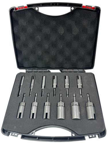 TR TOOLROCK Flügelmutter-Schraubendreher, 12 Stück, 6,35 mm Sechskantschaft, Flügelmutter-Schraubendreher-Bit, Steckschlüssel-Werkzeug-Set, mit EVA-Aufbewahrung für Flügelmuttern, Sechskantschrauben,