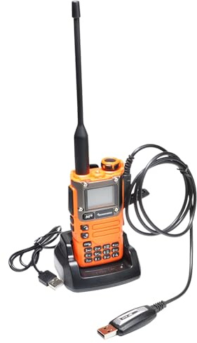 QUANSHENG UV-K6 Funkgerät 5W Walkie Talkie großer Reichweite Wiederaufladbare Handfunkgerät für Erwachsene Polizei Radio mit FM, NOAA, Typ-C Ladung, 200 Kanäle (UA-K6 mit Kabel)