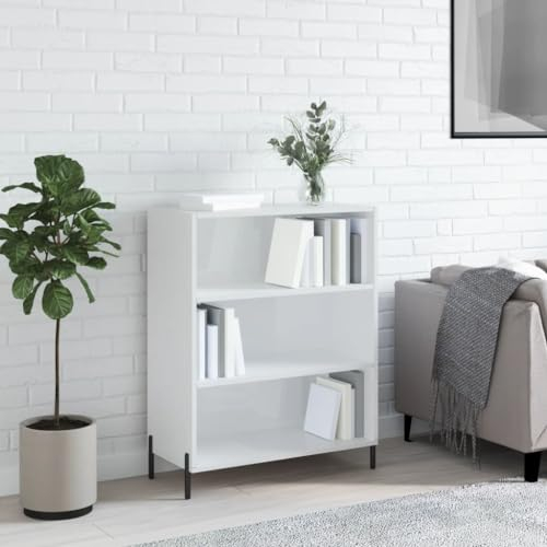 Chaduof Regalschrank Hochglanz-Weiß 69,5x32,5x90 cm Holzwerkstoff, Regal, Bücherregal, Regale & Ablagen, Stufenregal 828374