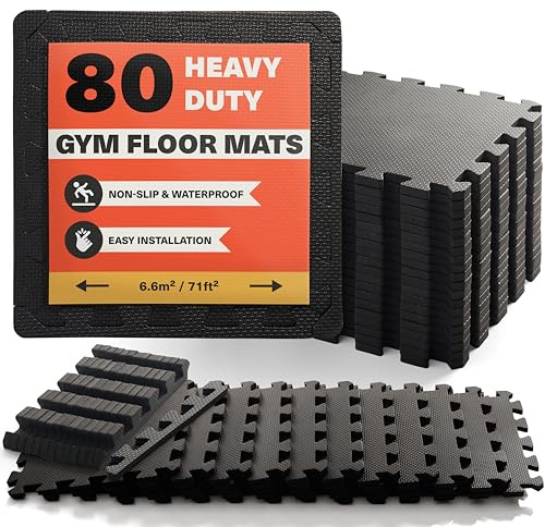 MATANA Bodenmatte für Fitnessgeräte/Home Gym 480x600cm - 80-teiliger Bodenschutz mit Randstücken für Fitness Bike & Whirlpool