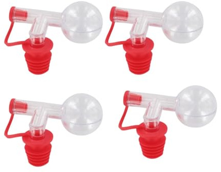 Fackelmann Lot de 4 doseurs à alcool 2,5 cl avec bec verseur pour bouteille | Dosage précis en service, Lot de 4 pour plusieurs bouteilles, Plastique rouge léger, Format compact 9 x 7 cm, Garantie 2 ans