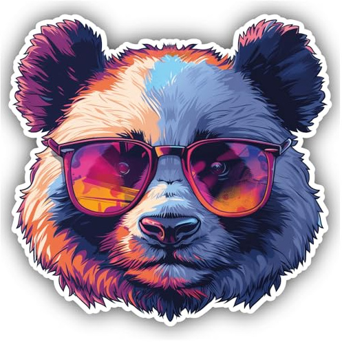Samunshi® Cooler Panda Bär mit Sonnenbrille Aufkleber Autoaufkleber für Motorrad Fahrrad Roller oder Auto Sticker Fahrrad Mtb Mountainbike Rennrad Comic Cartoon Retro Drip Sticker 10x10cm