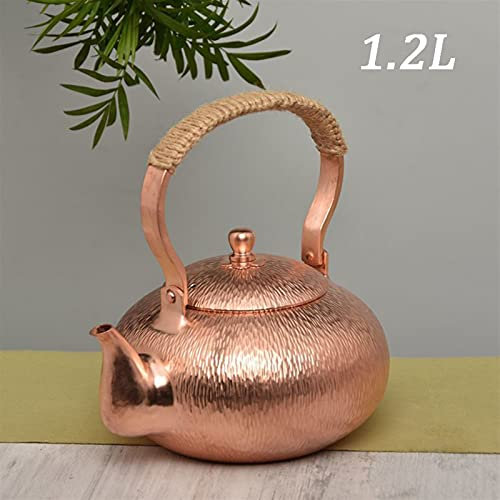 Klassische Teekanne, traditionell handgefertigt, Teekessel aus reinem Kupfer, elektrische Keramikheizung, Wasser kochen, Teekanne, Wasserkocher mit dickem Griff, Kupfer-Teeservice, Teekessel, Teekann
