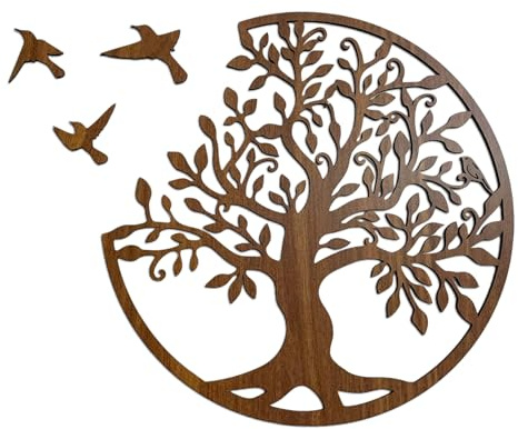 SENTOP HDF0504 Baum des Lebens, Geschnitztes Bild an der Wand aus Holzmaterial für den Innenraum, HolzKunst Dekor (Walnuss, 40 cm)