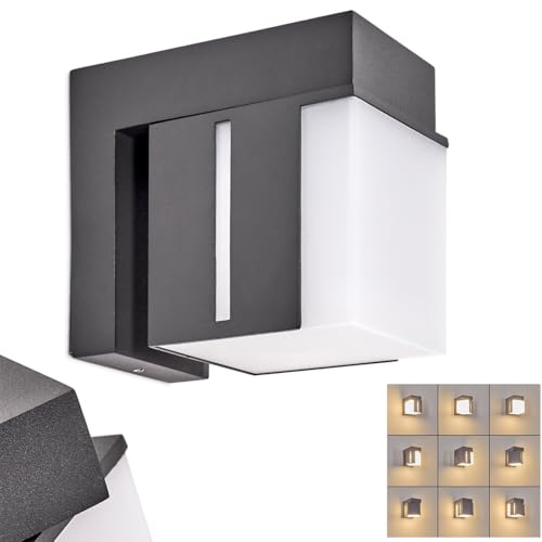 HOFSTEIN LED Außenwandleuchte Swanek, Außenwandlampe aus Metall/Kunststoff in Anthrazit/Weiß, verstellbare Wandleuchte außen im modernen Design für Garten, Hof, Außenbereich, Terrasse, IP54