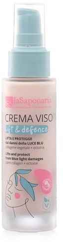 La Saponaria | Ansiktskräm mot Lift & Defence, Lyfta och skyddar mot skador av blått ljus. Med vegetabiliskt kollagen ektoin, 50 ml