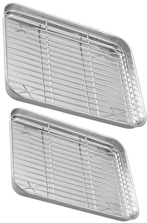 PAMINGONO 2sätze Edelstahl-backblechen Mit Abkühlgitter Für Backofen Geeignet Zum Filtern Von Öl Grillen Und Kuchenkühlen Für Heimgebrauch