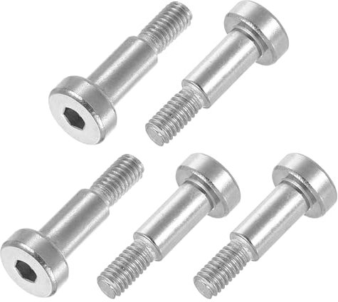 QUARKZMAN 6Pcs Tornillos Hombro Acero Inoxidable 304 Diámetro Hombro 5mm Longitud Hombro 10mm Roscado M4 Tornillos Hombro Con Cabeza Hexagonal Para Textiles Hidráulicas Moldeo Por Inyección