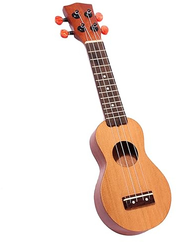 Taschen und Kleiner mit 4 Saiten Schallloch Ukulele für Kinder | Holz, Traditionelle Form, Griffbrett und Steg, Braun, zum Musiklernen für Kleine Hände