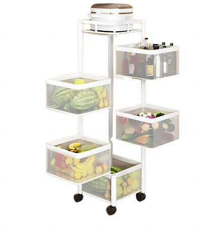 DONGGANSHI Rollendes Küchenregal mit Rädern, 3-stöckiges Drehregal zur Aufbewahrung von Obst, Gemüse und Snacks, multifunktionales Haushaltsregal für Bad und Wohnzimmer, Schwarz