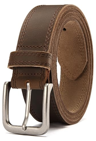 CHAOREN Cinturones Hombre Cuero, Cinturón Hombre Negro Marron Genuino 38mm Elaborado en Búfalo Cuero, Perfecto para Looks Casuales Jeans