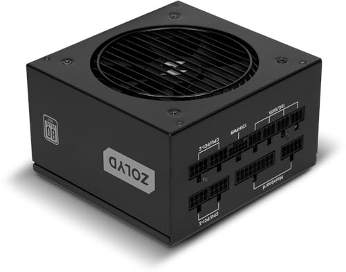 Zolyd GM750 - Fuente Alimentación Modular PC ATX 3.1 850W, 80+ Gold, 89% Eficiencia, Sistema Digital APFC, Ventilador FDB 120mm, Fanless Mode, Condensadores japoneses, PCI Express 5.0 - Negro