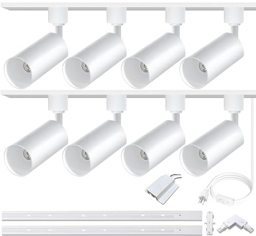 Bravsekai GU10 LED Track Lighting Kit, No Bulbs 10W Track Light Heads with 2 * 3.28FT H Track Light Rail 8PCS Ceiling Spotlight Fixture for GU10 Bulb, Bulbs Excluded