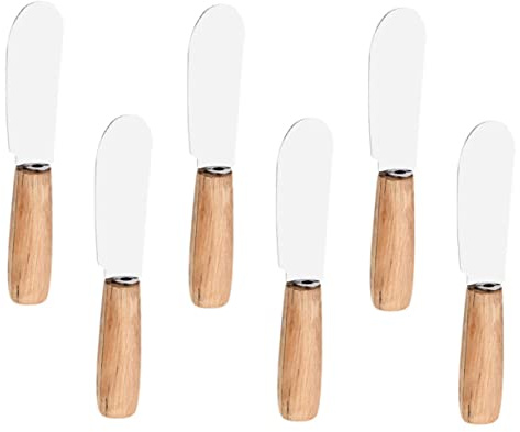 iplusmile Espátulas De Crema Mango De Madera, 6 Unidades, Acero Inoxidable Resistente Al Calor, Raspadores Caseros Multiusos Para Hacer Pasteles, Utensilios De Cocina Para Repostería y Untar