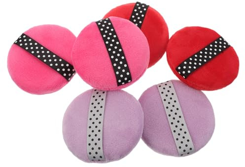 Vaguelly 6 borlas para maquillaje: borlas redondas de mano para difuminar la base y fijar el polvo - Aplicadores de maquillaje lavables y reutilizables