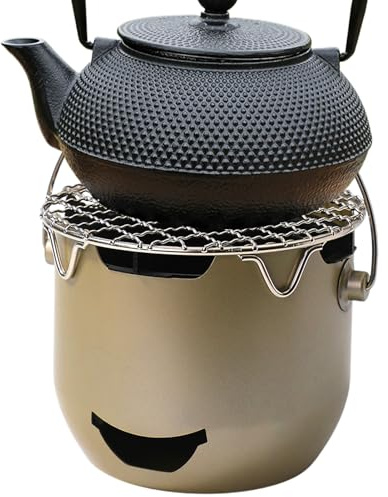 Tischgrill Mit Holzkohle - BBQ Grill mit Grillrost und Griff - Stahl Barbecue Ausrüstung Für Reisen Camping Kochen Garten Balkon