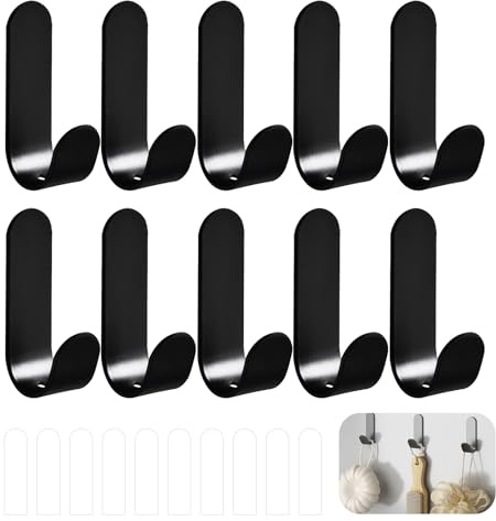 Zerabidpro 12 pièces de crochet porte-serviettes en Plastique pour Salle de Bain, Cuisine, Bureau et Chambre d'Enfants - Installation Sans Perçage, Étanche et Durable (10)
