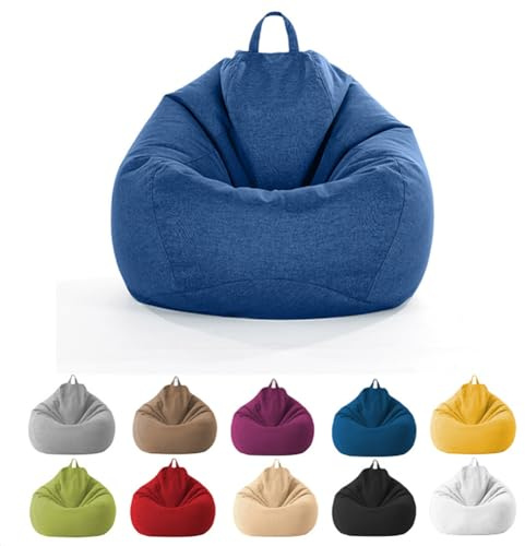 MOTTK Fodera per poltrona sacco con animali di peluche (senza imbottitura), copertura per poltrona a sacco in tessuto di lino, senza riempimento, per organizzare giocattoli di peluche o memory foam