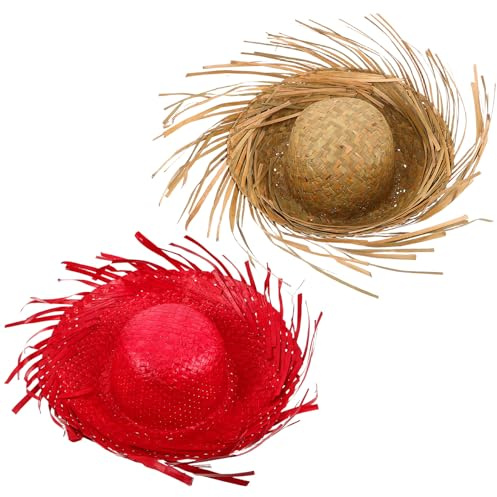 Holibanna 2 St Hawaiian Palm Leaf Solhatt för Kvinnor Vävd Stråhatt med Andningsbar Design Tropisk Mexikansk Festhatt för Strand Semester och Luau-evenemang Lätt Reseaccessoar