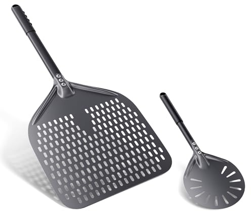 NUTUNI 30 cm pizzaspade och 14 cm brödspade i hårt anodiserat aluminium med handtag med bra grepp