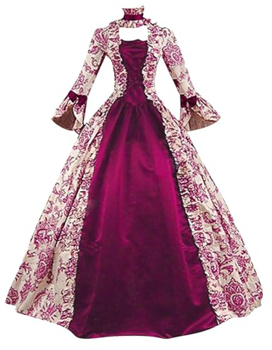 Vestido de Baile Estilo Rococó para Mujer, Victoriano Cuello Cuadrado con Varias Capas Encaje Vestido, Estilo Vintage de Princesa Disfraz de éPoca Medieval, para Cosplay, Largo Hasta el Suelo