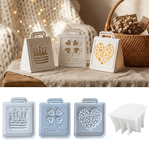 Skeadex Silikonformen Gießformen Geschenkbox, 4er Silikonform Geschenkbox Gießformen Silikon Frühling Gießform Geldgeschenke Gips Zum Gießen Herz Geburtstag Giessform Silikon Frühling für DIY (A)