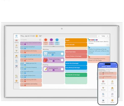 XORO CPF 10 E1 Digitaler Familienkalender 10,1 Zoll Touch, App, WLAN, 16GB | Termine, Aufgaben und Mahlzeiten zentral planen und im Stand-by Fotos, Wetter und Uhrzeit als digitalen Bilderrahmen nutzen
