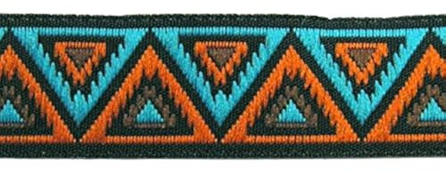 1A-Kurzwaren 10m Retro-Borte Stoffborte Webband 16mm breit, Polyester, Multicolored, Turquoise, Alle Gelegenheiten