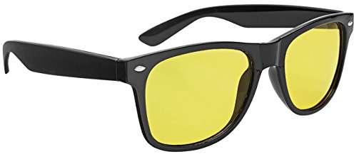 Wedo 27147099 mörkerseende glasögon för bilförare, tonade polariserande glas enligt ISO-standard, fodral och bruksanvisning, svart/gul