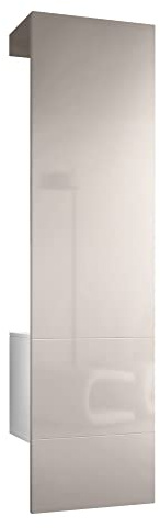 Vladon Carlton Hallway Set 5, Set di contenitori per corridoi con 1 Pannello Appendiabiti con Anta incorporata e 1 Asta Appendiabiti, Bianco Opaco/Grigio Sabbia Lucido (52 x 193 x 35 cm)