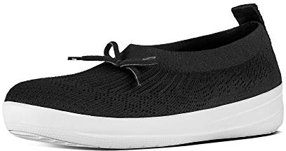 Fitflop Women's Uberknit Slip ON Ballerina with Bow Closed Toe Ballet Flats, Black (Black 001), 4.5 UK 37.5 EU