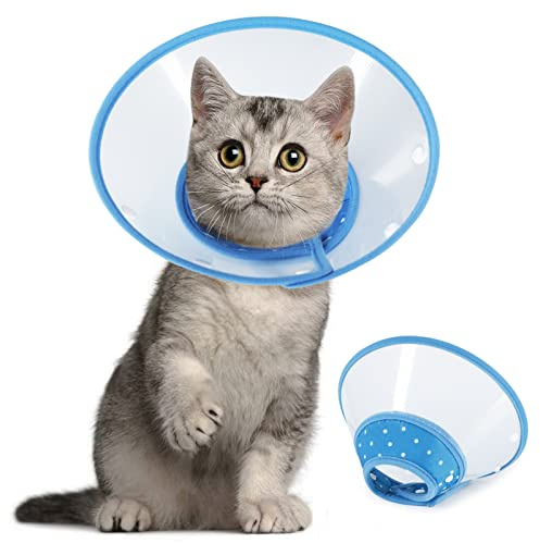Vivifying Halskrause für Katzen, verstellbar 14,5–20,3 cm, Blau, M | Leichter Schutzkragen für Welpen, kleine Hunde und Katzen; angenehm zu tragen und ideal für die Erholungszeit