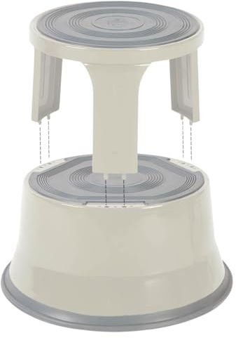 casa pura Tabouret à Deux étages - Marchepied Roulant - Marchepieds escamotables avec Plateforme en Caoutchouc antidérapante - Tabouret à Deux hauteurs séparables - Gris Clair