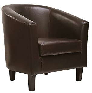 Mcc@Home Faux Leather Tub Chair Armchair club Chair for Dining Living Room & Cafe [Black* Brown* Cream* Red*] (brown)