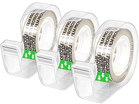 Amazon Basics Double Sided Permanent Tape with Dispenser, Narrow Width, 1/2 x 252 inches, Translucent, 3-Pack