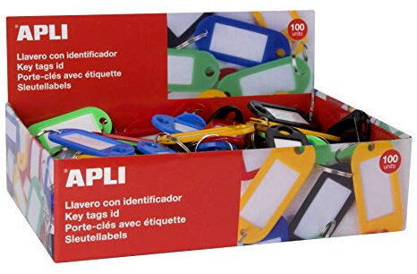Llavero portaetiquetas apli color surtidos caja de 100 unidades