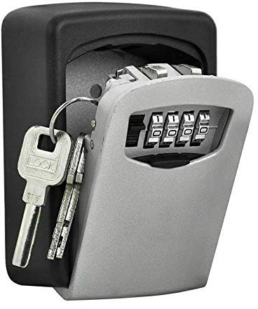 Raxter Heavy-Duty Wall-Mounted Key Safe Box with 4-Digit Combination - Weatherproof and Secure Outdoor Lock Box for Home Garage School Spare House Keys