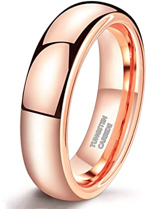 Zakk Ringe Damen Herren Wolfram Rosegold Vorsteckring Schmal Schlicht Poliert Verlobungsringe Eheringe Trauringe 2mm 4mm 6mm (6mm,57 (18.1))