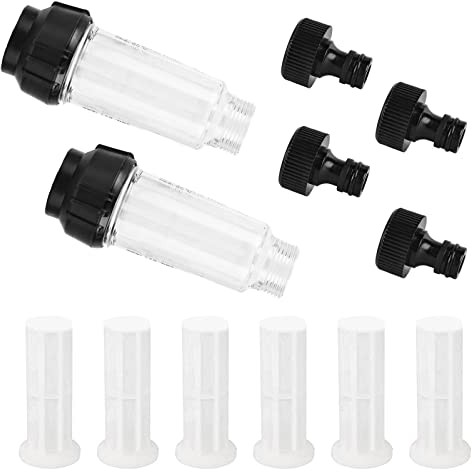 Vegena 2 filtri acqua tubo da giardino – 3/4 pollici prefiltro acqua con 6 inserti filtro + 4 adattatori rapidi, set filtro acqua tubo da giardino per idropulitrici ad alta pressione, camper