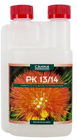 GROWMANIA Fertilizante PK 13-14 de Canna 1 L | Abono para Cultivos y Plantas Etapa de Floración Avanzada | Cogollos de Gran Tamaño