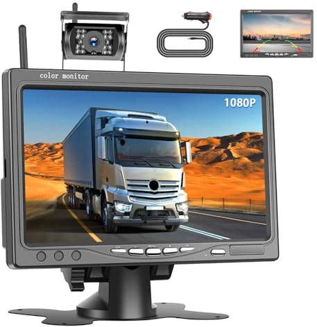 Inefala trådlös backkamera med 7-tums HD IPS-monitor, IP68 vattentät backkamera för bil, lastbil och SUV Vans