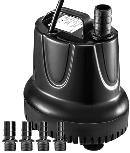 60w 3500L/H Groß Wasserpumpe Tauchpumpe with 4 Düsen for Aquarien Teiche Aquarium Water Pumpe Quiet Aquariumpumpe Large Submersible Pump for Fountains Fish Tank Pond Hydroponic Supplies (60W 3500L/H)