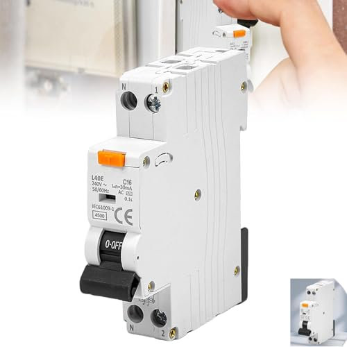 FI/LS-Schalter 16A 30mA Typ A, Fehlerstromschutzschalter RCBO FI-Schalter 1P+N 6kA C-Kurve 16Amp FI-Kombischalter 230V DIN-Schienen-Montage RCD-geschützter Leistungsschalter Sicherungsautomat, Kurve C