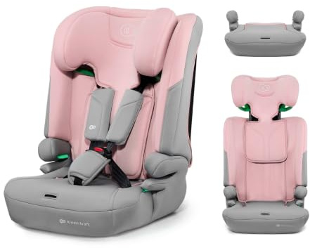Kinderkraft I-COMFY, Siège auto, Pour enfant, Réglable (76-150 cm), Dossier réglable, Harnais de sécurité à 5 points, Système de croissance facile, pour enfant, Installation facile, Rosa