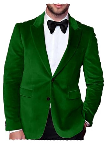 Blazer en velours pour homme Coupe ajustée Veste de costume à boutons Blazer smoking mariage bal dîner
