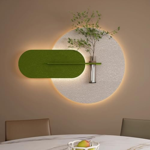 LQXCHEFYVA 3d Led Decoración De Paredes, Arenisca Emitir Luz Luminous Wall Decor, Fuente De Alimentación Enchufable, Suspensión Vertical, Con Jarrón Desmontable, Para Recibidores