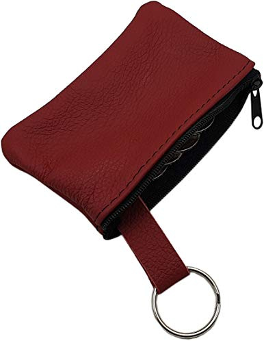 Cuero Estuches de llave 1 compartimento Made in UE en negro o rojo (Rojo)